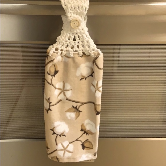 Hand Crafted Two Crocheted Top Hanging Kitchen or Bathroom Hand Towels - Picture 4 of 5